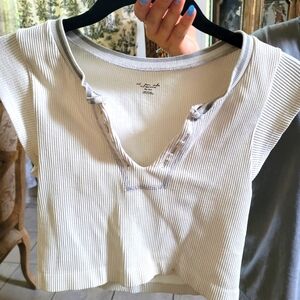 White and Gray Women Top